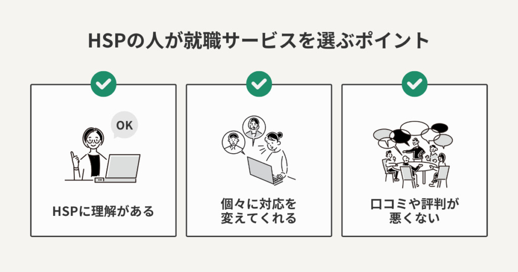 HSPが就職支援・転職相談サービスを選ぶ際のポイント