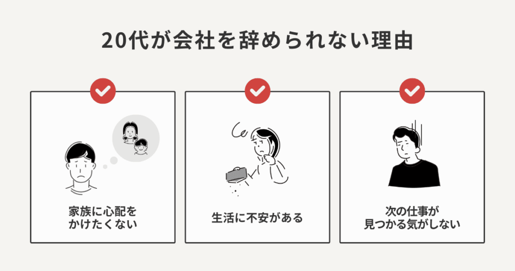 20代が会社を辞めたいと感じても辞められない理由