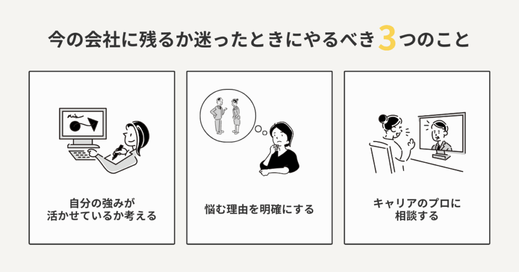 今の会社に残るべきか転職すべきかどうか迷ったときにやるべき3つのこと