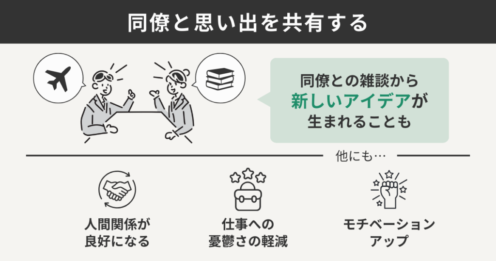 同僚と思い出を共有する