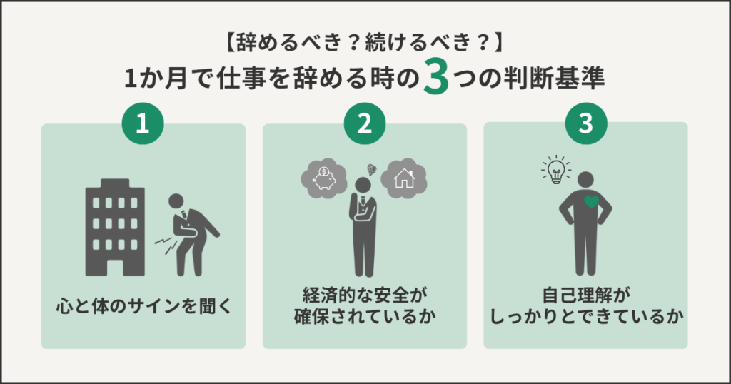 1ヶ月で仕事を辞めるときの3つの判断基準